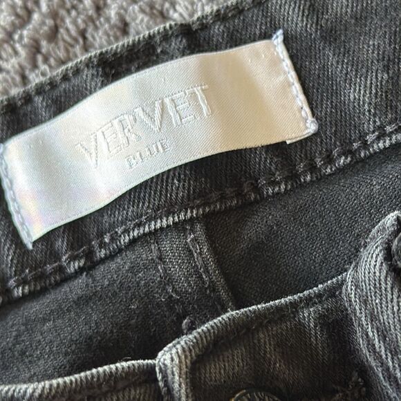 Vervet High Rise Black Distressed Super Flare Raw Hem Stretch Jeans Size 26 - Picture 4 of 8